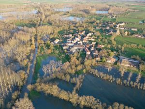 La crue 2020 à Ste Christine, vue d'un drone